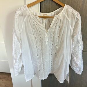 Sundance White Embroidered Peasant Blouse